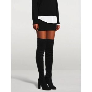 Stuart Weitzman Highland Over the Knee Black Suede Boots OTK